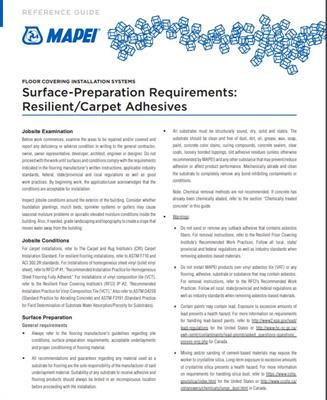 Surface Preparation Requirements: Resilient/Carpet Adhesives